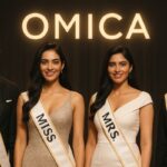 Diverse beauty pageant Mr., Miss, Mrs., and Mx. categories standing on stage at Omica Pageant