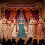 Contestants from various regions of India, highlighting India’s rich fashion diversity and cultural heritage by showcasing diverse traditional attire like Phulkari, Mekhela Chador, and mirror-work outfits on stage.